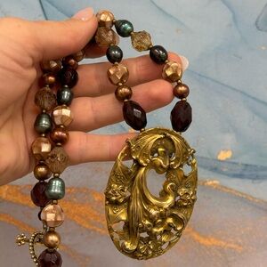 Vintage Art Nouveau handmade toggle clasp necklace